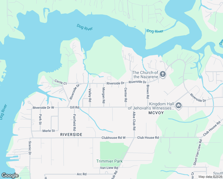 map of restaurants, bars, coffee shops, grocery stores, and more near 2653 Riverside Dr in Mobile
