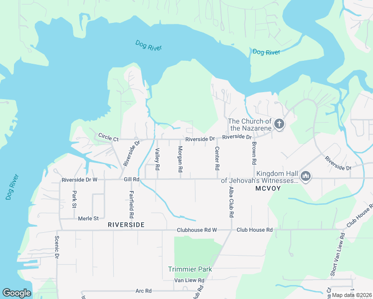 map of restaurants, bars, coffee shops, grocery stores, and more near 2653 Riverside Dr in Mobile