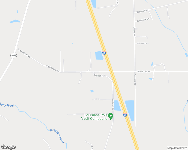 map of restaurants, bars, coffee shops, grocery stores, and more near 51595 Antioch Road in Tickfaw