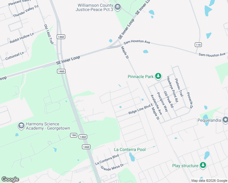 map of restaurants, bars, coffee shops, grocery stores, and more near 368 Conchillos Drive in Georgetown