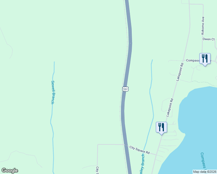 map of restaurants, bars, coffee shops, grocery stores, and more near 495 City Square Road in Alford