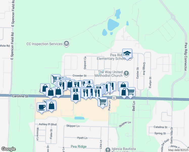 map of restaurants, bars, coffee shops, grocery stores, and more near 4930 Crowder Street in Milton