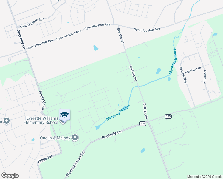 map of restaurants, bars, coffee shops, grocery stores, and more near 2821 Rockride Lane in Georgetown