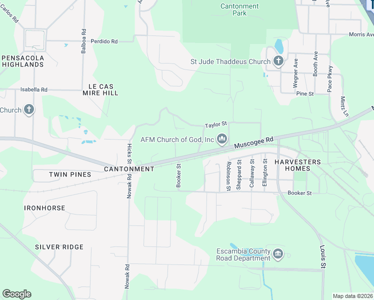 map of restaurants, bars, coffee shops, grocery stores, and more near 506 Irene Lane in Cantonment