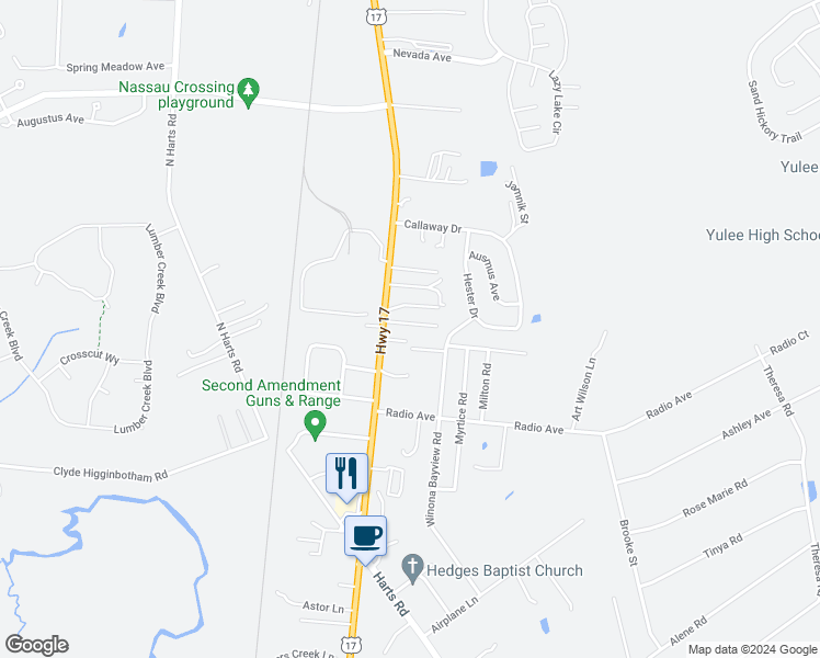 map of restaurants, bars, coffee shops, grocery stores, and more near 850500 U.S. 17 in Yulee