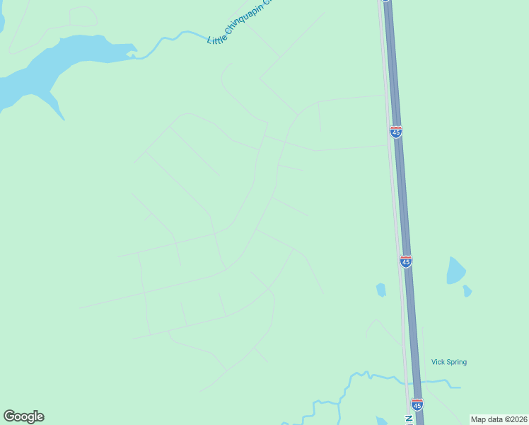 map of restaurants, bars, coffee shops, grocery stores, and more near North Freeway Service Road in New Waverly