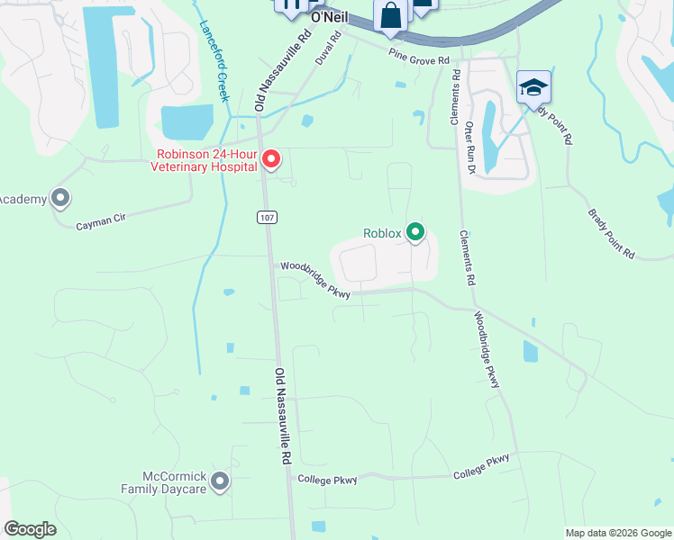 map of restaurants, bars, coffee shops, grocery stores, and more near 94264 Woodbrier Circle in Fernandina Beach