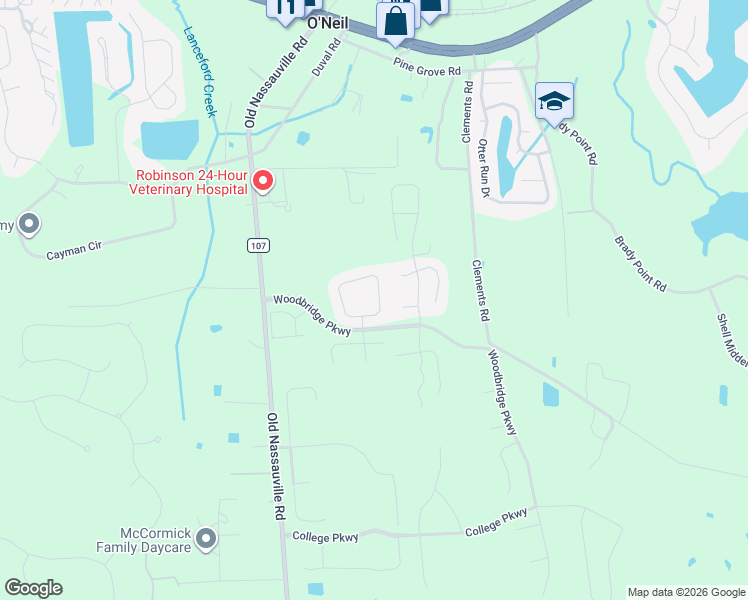 map of restaurants, bars, coffee shops, grocery stores, and more near 94165 Woodbrier Circle in Fernandina Beach