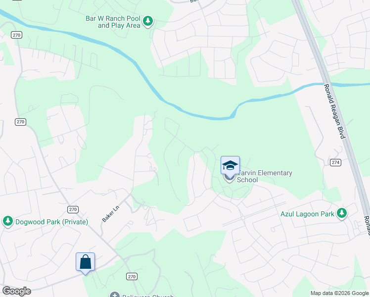 map of restaurants, bars, coffee shops, grocery stores, and more near 628 Baker Lane in Leander