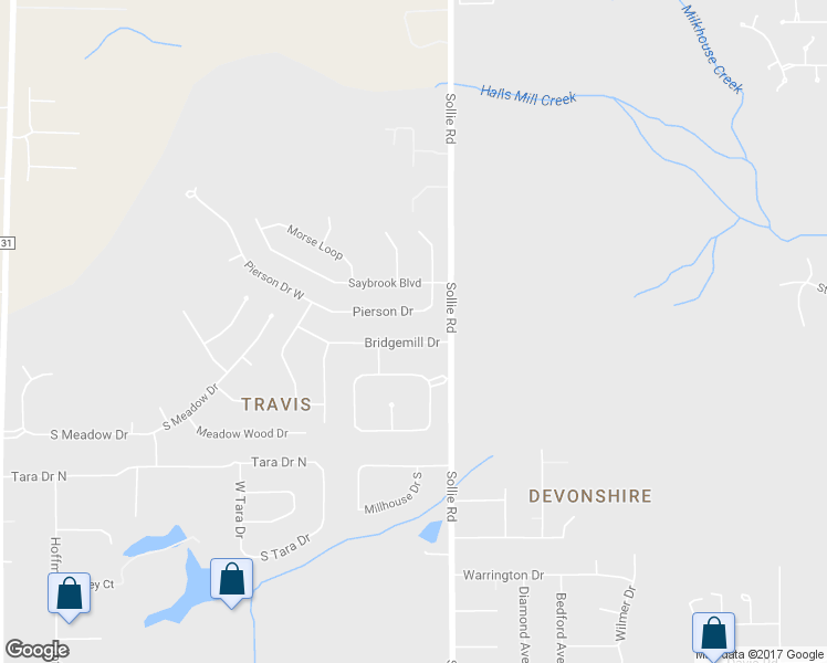 map of restaurants, bars, coffee shops, grocery stores, and more near 7154 Bridgemill Drive in Mobile