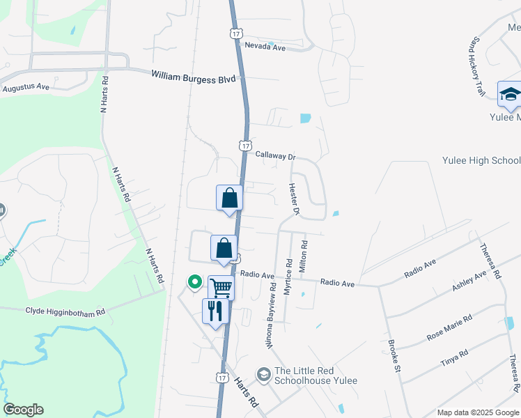 map of restaurants, bars, coffee shops, grocery stores, and more near 850500 Highway 17 in Yulee