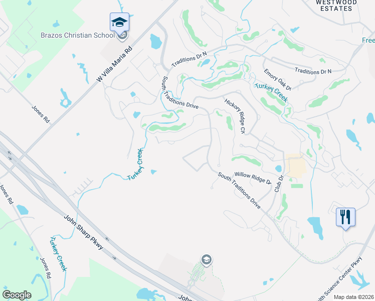 map of restaurants, bars, coffee shops, grocery stores, and more near 3213 Pinyon Creek Drive in Bryan