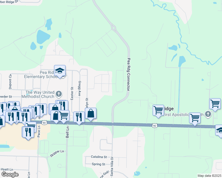 map of restaurants, bars, coffee shops, grocery stores, and more near 4832 La Casa Circle in Pace