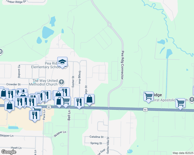 map of restaurants, bars, coffee shops, grocery stores, and more near 4872 La Casa Circle in Pace