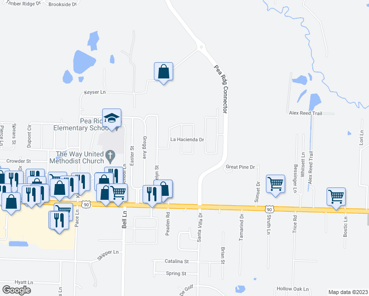 map of restaurants, bars, coffee shops, grocery stores, and more near 4873 La Casa Circle in Milton