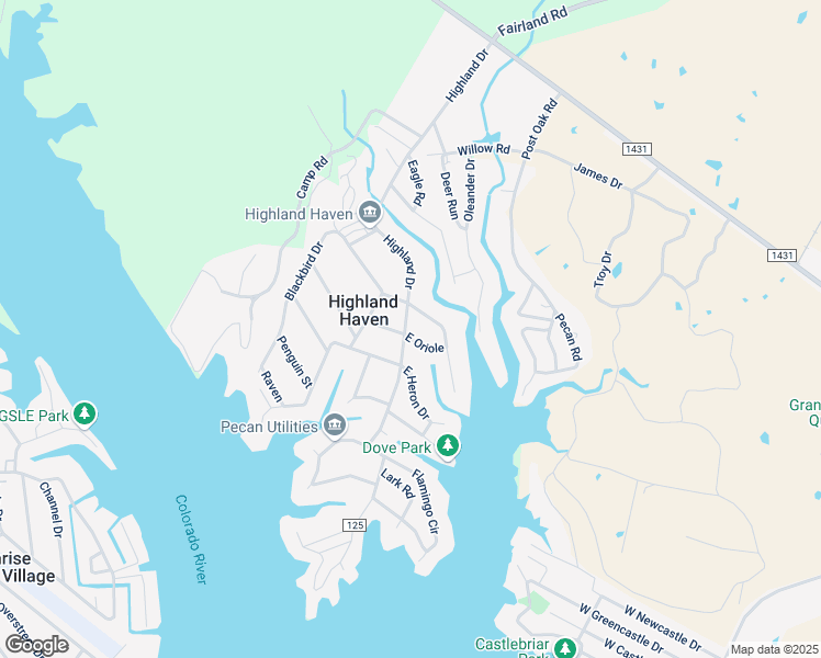 map of restaurants, bars, coffee shops, grocery stores, and more near 100 East Oriole in Marble Falls