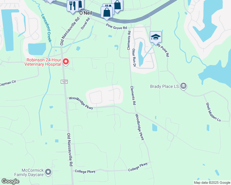 map of restaurants, bars, coffee shops, grocery stores, and more near 95392 Sonoma Drive in Fernandina Beach