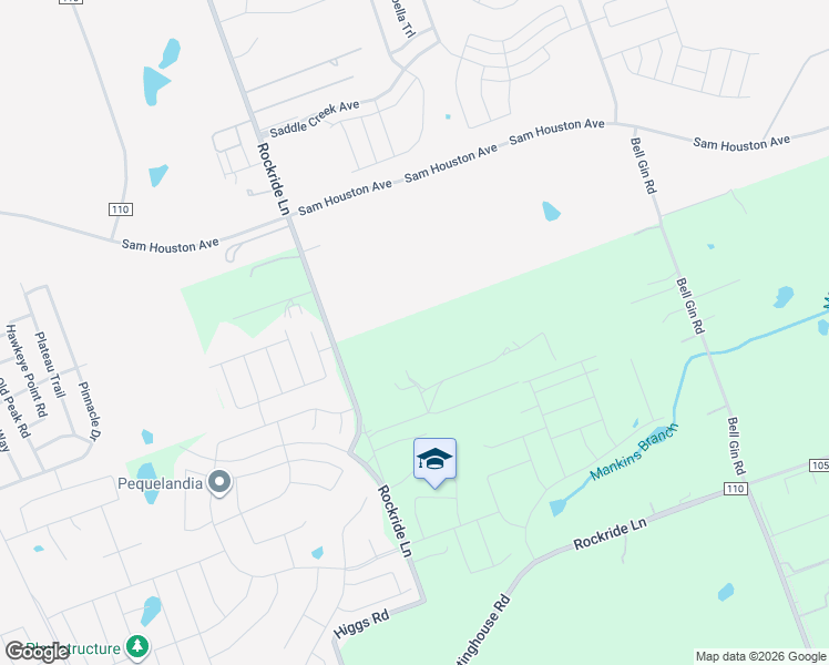 map of restaurants, bars, coffee shops, grocery stores, and more near 2449 County Road 110 in Georgetown