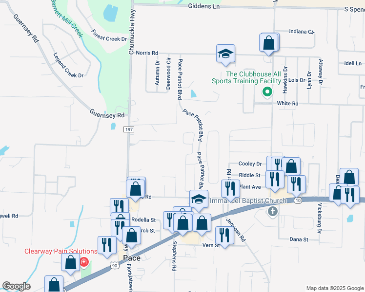 map of restaurants, bars, coffee shops, grocery stores, and more near 4872 Hilarita Circle in Pace