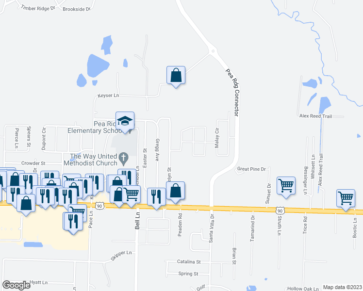 map of restaurants, bars, coffee shops, grocery stores, and more near 4732 La Casa Circle in Milton