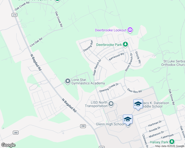 map of restaurants, bars, coffee shops, grocery stores, and more near 200 Mockingbird Hill in Leander