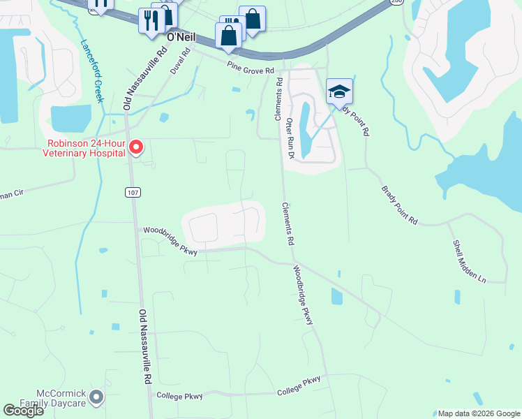 map of restaurants, bars, coffee shops, grocery stores, and more near 95059 Ventures Court in Fernandina Beach