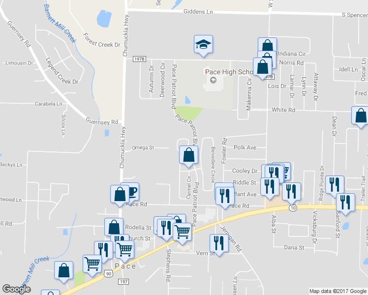 map of restaurants, bars, coffee shops, grocery stores, and more near 4755 Hilarita Circle in Milton