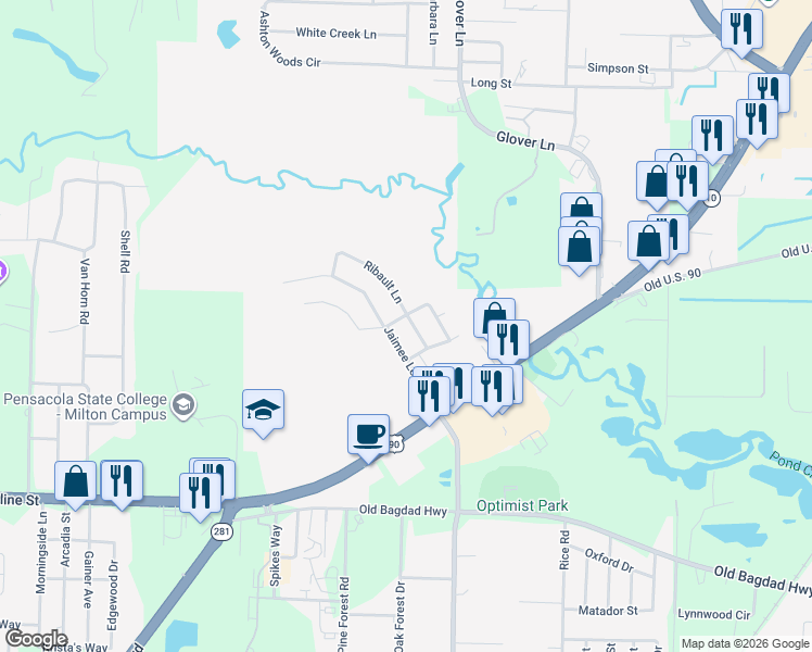 map of restaurants, bars, coffee shops, grocery stores, and more near 6152 Meursalt Road in Milton