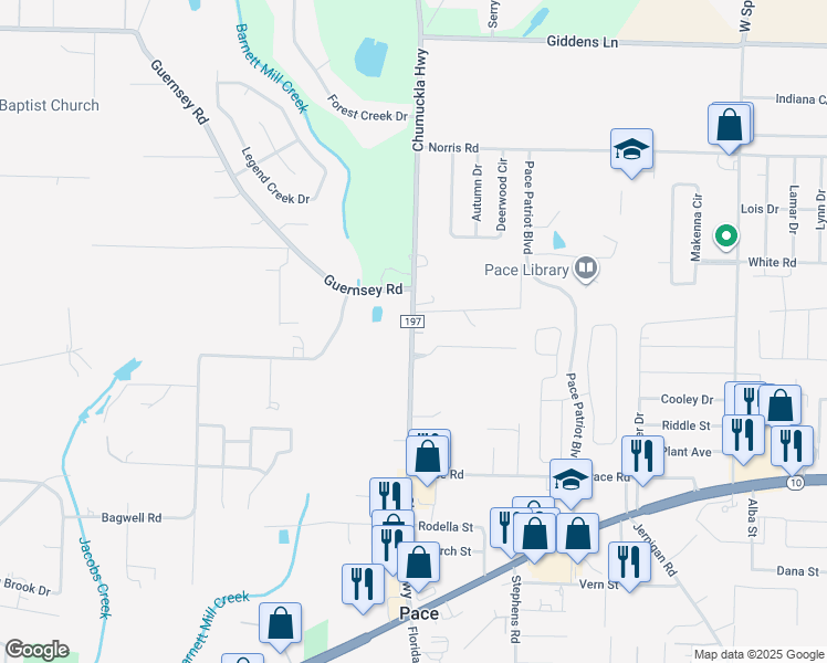 map of restaurants, bars, coffee shops, grocery stores, and more near 3912 Bowens Court in Milton