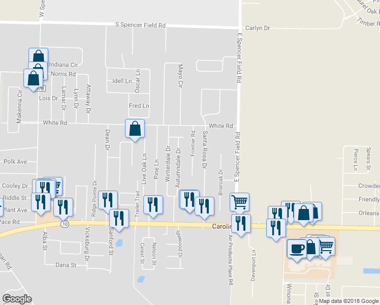 map of restaurants, bars, coffee shops, grocery stores, and more near 4725 Frontier Road in Milton