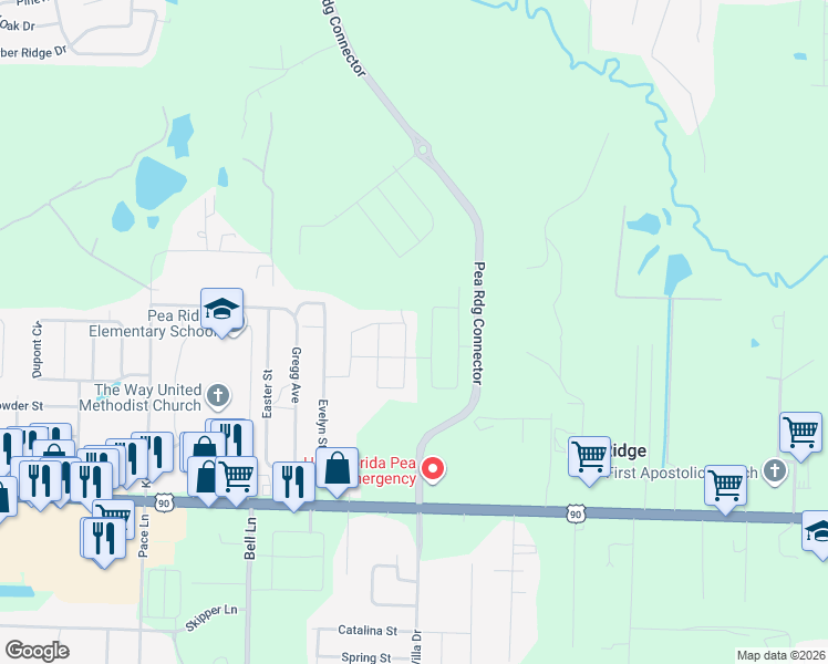 map of restaurants, bars, coffee shops, grocery stores, and more near 4804 La Casa Circle in Pace
