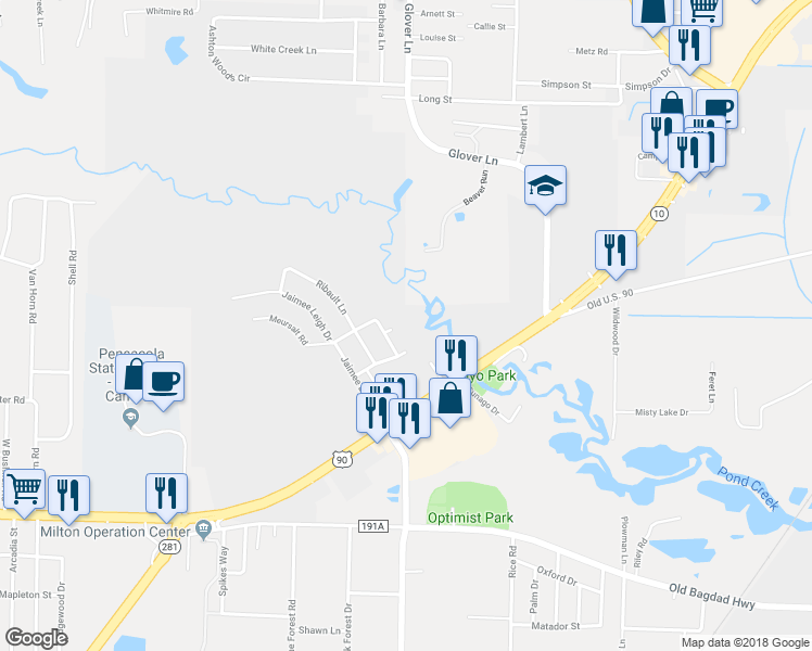 map of restaurants, bars, coffee shops, grocery stores, and more near 6205 Pomeral Summit Street in Milton