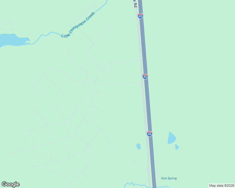 map of restaurants, bars, coffee shops, grocery stores, and more near North Freeway Service Road in New Waverly