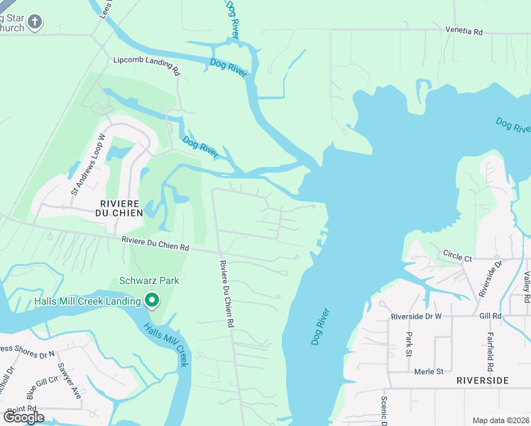 map of restaurants, bars, coffee shops, grocery stores, and more near 3106 North Riviere Du Chien Loop in Mobile