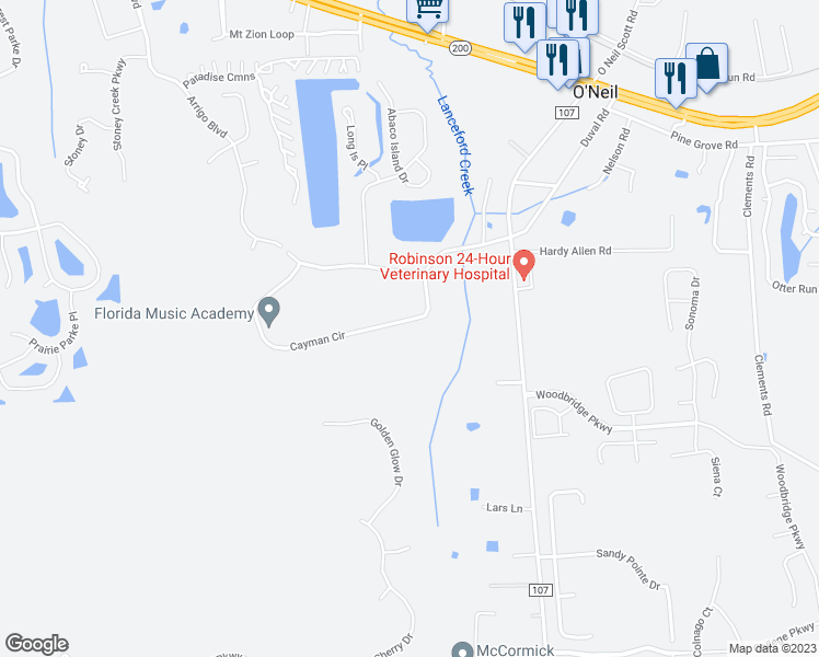 map of restaurants, bars, coffee shops, grocery stores, and more near 96578 Cayman Circle in Fernandina Beach