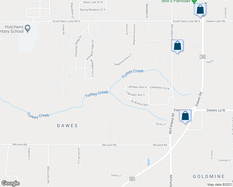 map of restaurants, bars, coffee shops, grocery stores, and more near 9534 Labrador Run North in Mobile