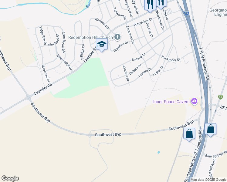 map of restaurants, bars, coffee shops, grocery stores, and more near 104 Tanza Court in Georgetown