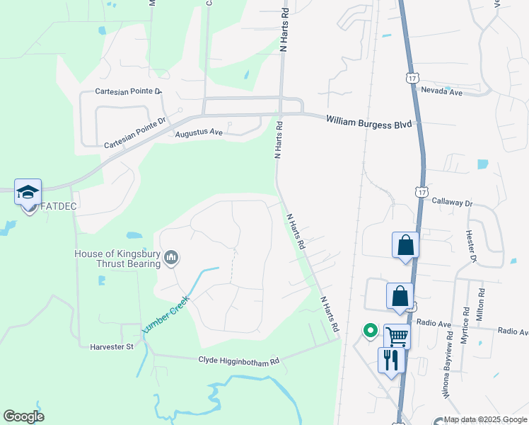 map of restaurants, bars, coffee shops, grocery stores, and more near 77318 Lumber Creek Boulevard in Yulee