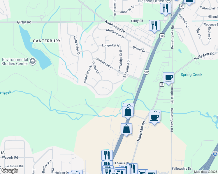 map of restaurants, bars, coffee shops, grocery stores, and more near 4067-4099 Isabel Way East in Mobile