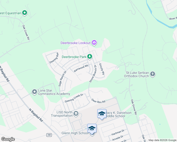 map of restaurants, bars, coffee shops, grocery stores, and more near 2713 Juniper Woods Road in Leander