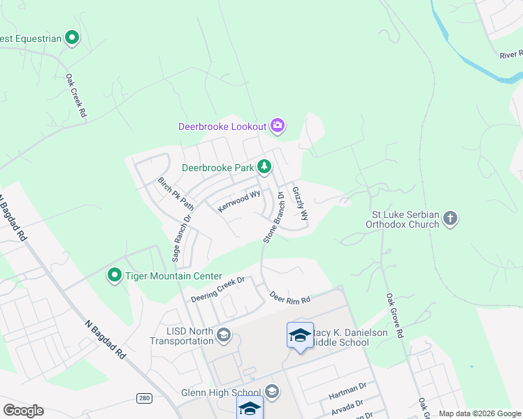map of restaurants, bars, coffee shops, grocery stores, and more near 1101 Birchbrooke Drive in Leander