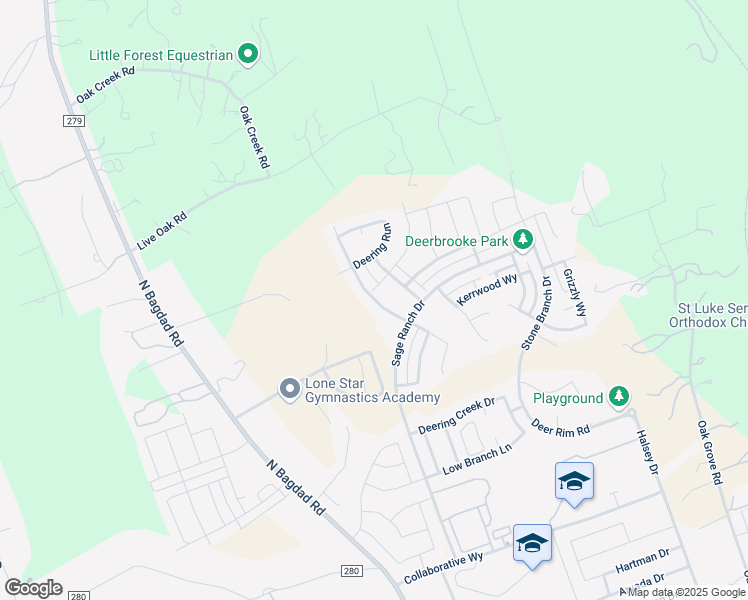 map of restaurants, bars, coffee shops, grocery stores, and more near 1233 Oak Chase Way in Leander