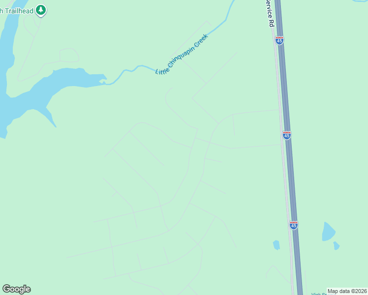 map of restaurants, bars, coffee shops, grocery stores, and more near North Freeway Service Road in New Waverly