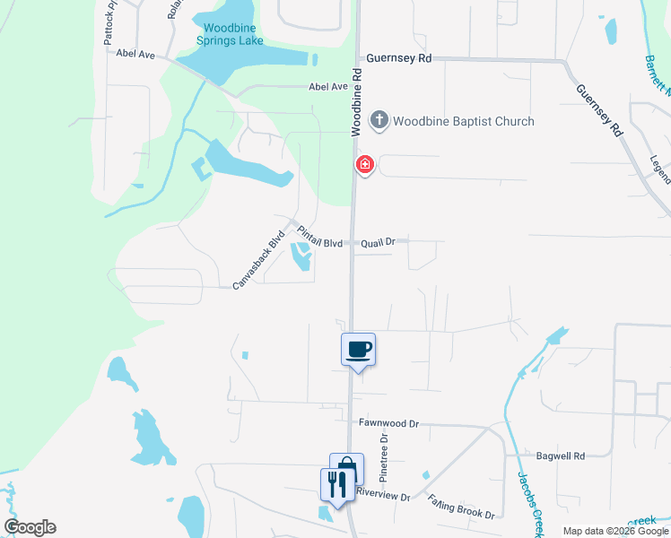 map of restaurants, bars, coffee shops, grocery stores, and more near 4713 Woodbine Road in Pace