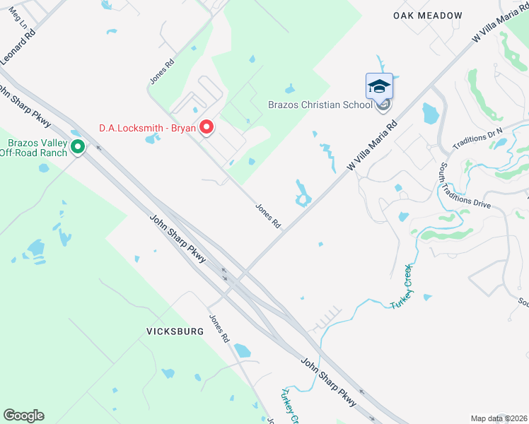 map of restaurants, bars, coffee shops, grocery stores, and more near 6371 Jones Road in Bryan