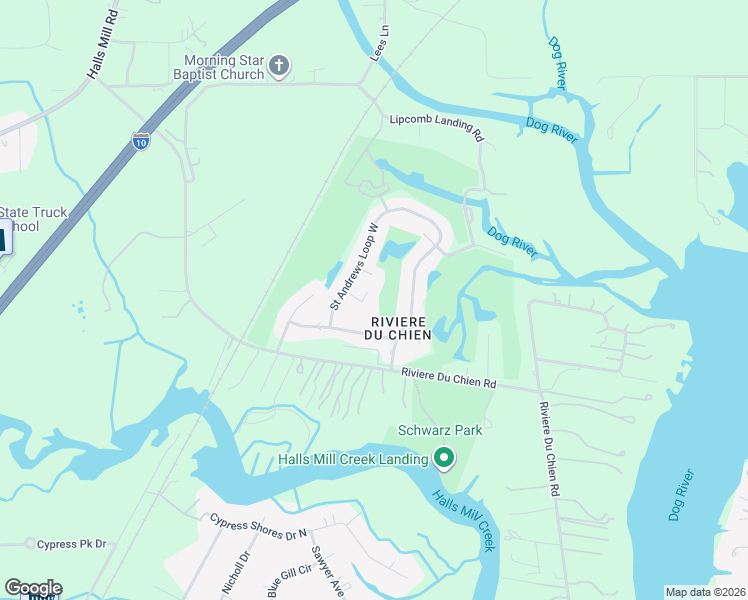 map of restaurants, bars, coffee shops, grocery stores, and more near 3820 Saint Andrews Court in Mobile