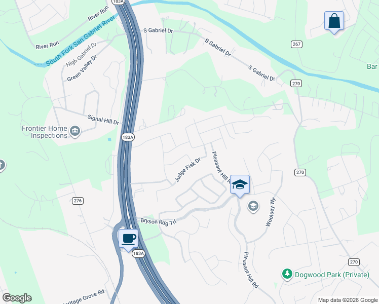 map of restaurants, bars, coffee shops, grocery stores, and more near 637 Smilser Lane in Liberty Hill