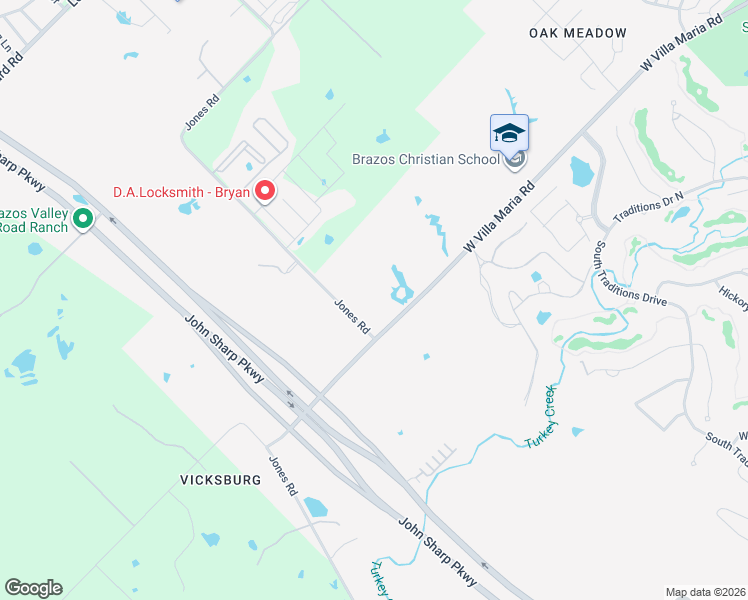 map of restaurants, bars, coffee shops, grocery stores, and more near 6371 Jones Road in Bryan