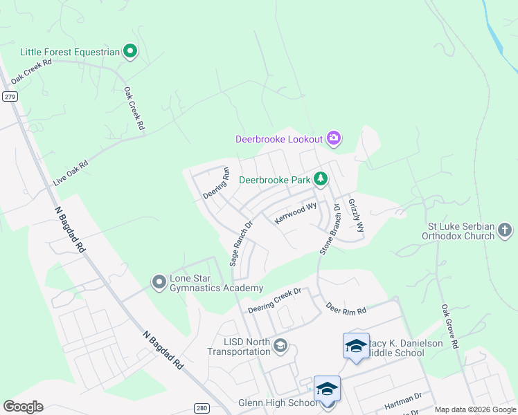 map of restaurants, bars, coffee shops, grocery stores, and more near 2825 Sage Ranch Drive in Leander