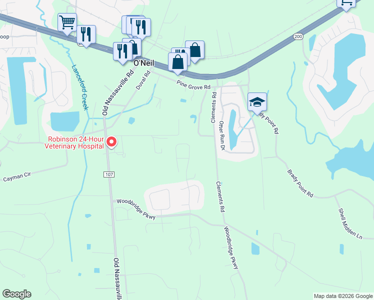 map of restaurants, bars, coffee shops, grocery stores, and more near 95501 Sonoma Drive in Fernandina Beach